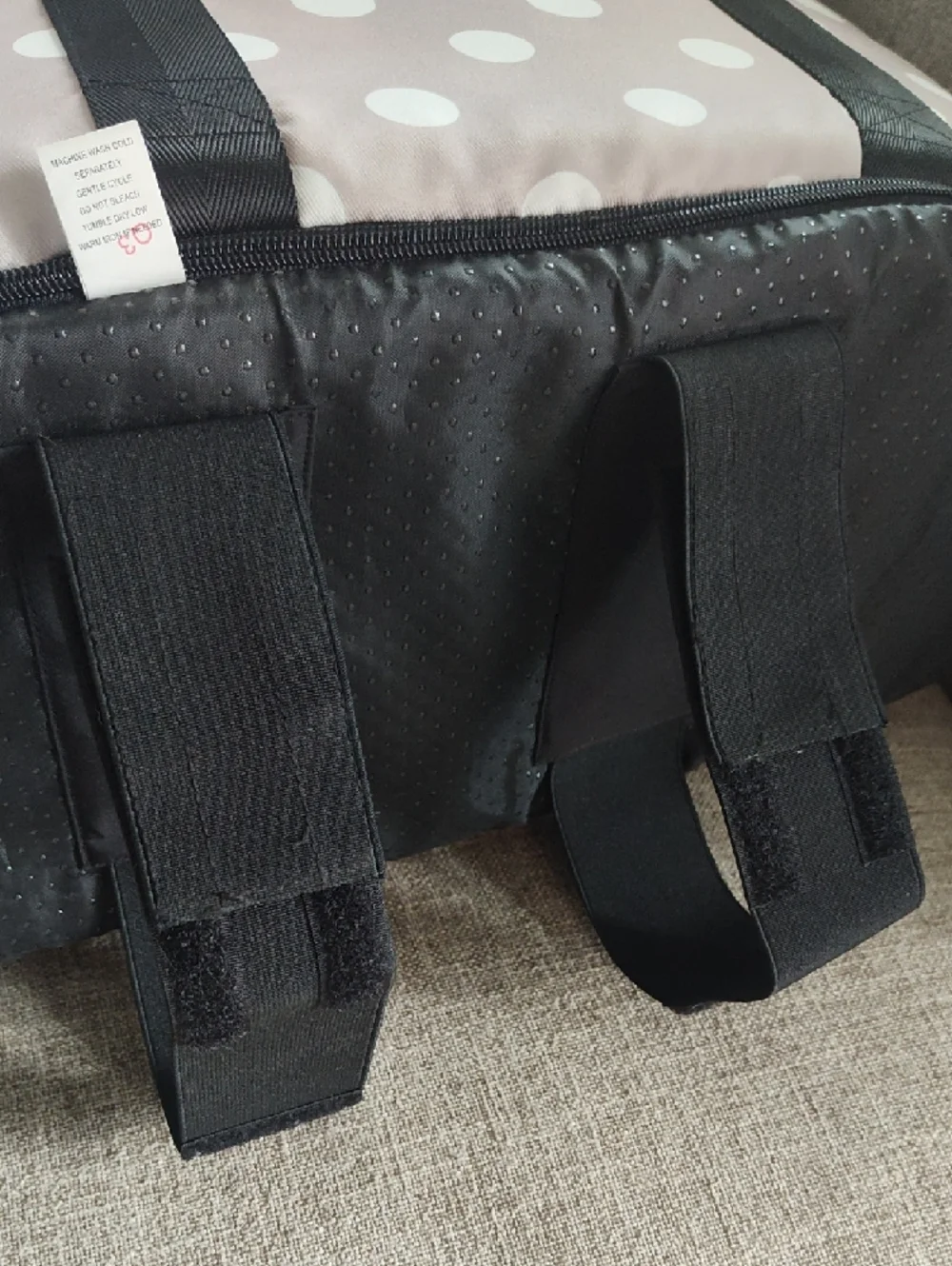 Polka Dot Gray Bicycle Pet Carrier With Insert And Collar Connector
